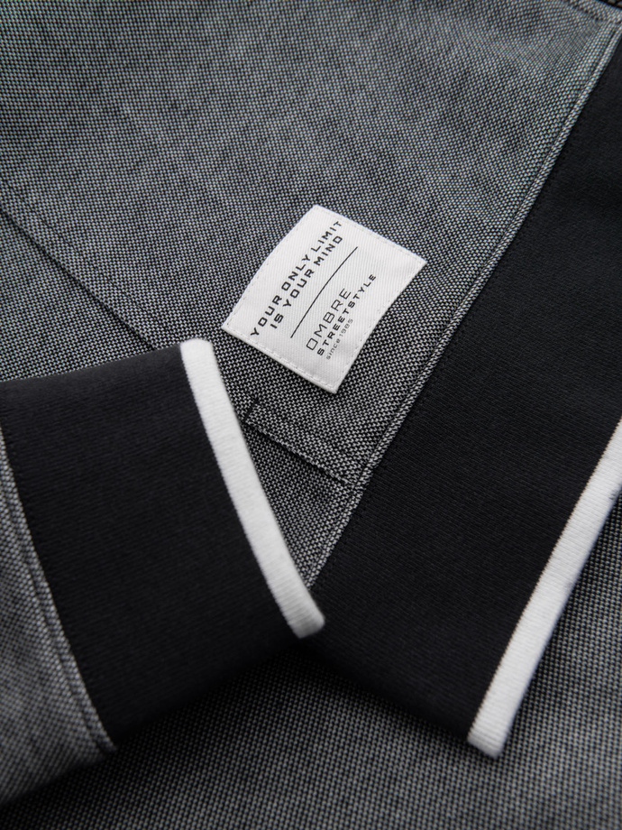 Męska bluza dresowa z kapturem o delikatnej strukturze – czarna V1 OM-SSZP-0191