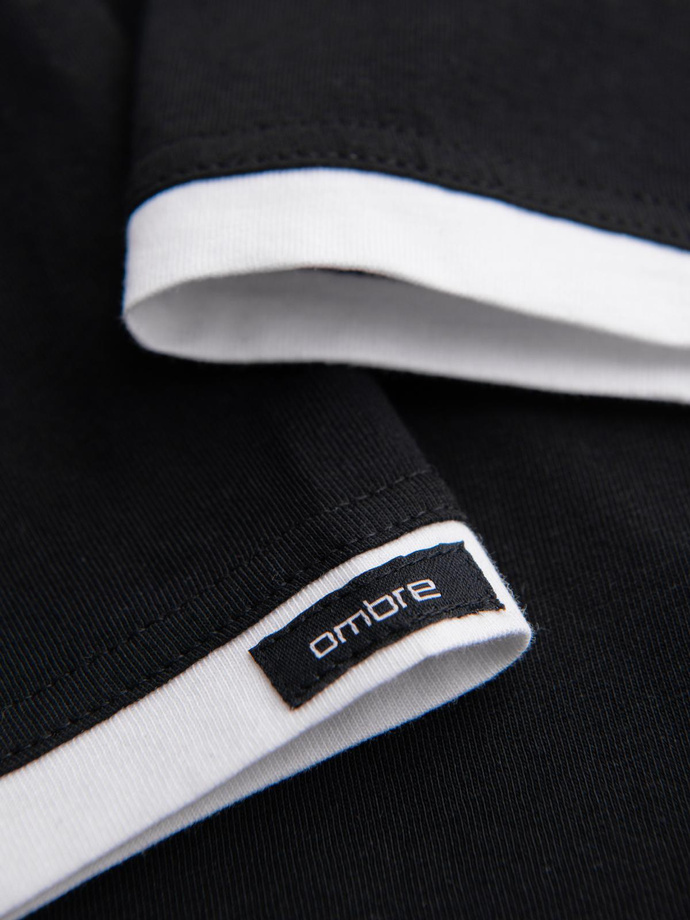 Bawełniany męski t-shirt z kapturem – czarny V9 OM-TSCT-0256