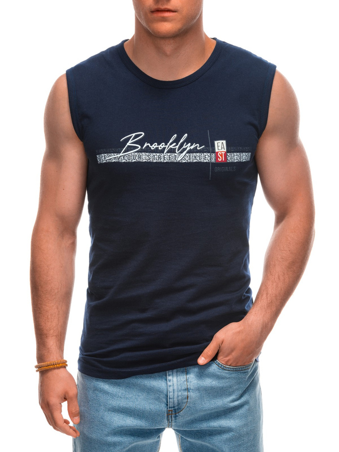 Men's printed tank top S1969 - dark navy