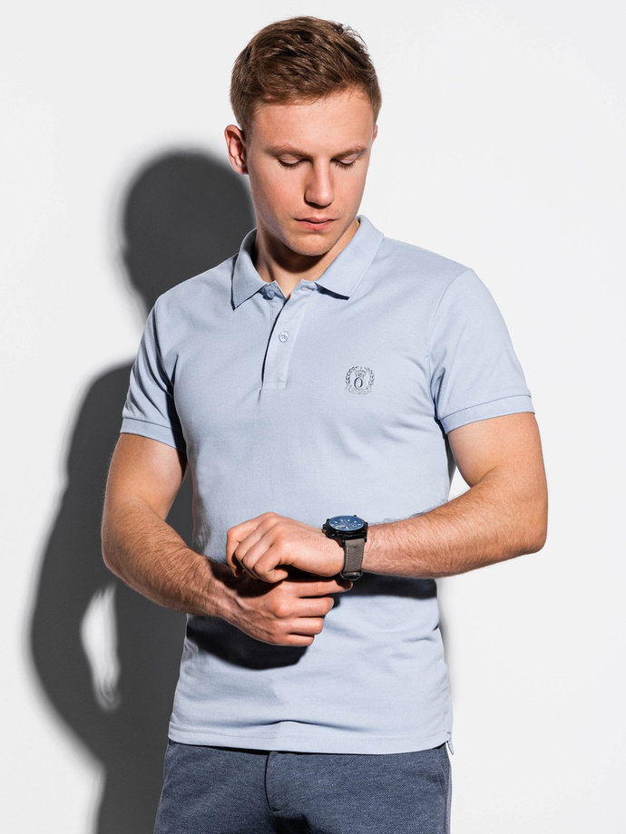 Men's plain polo shirt S1048 - light blue