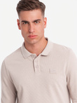 Men's structured polo longsleeve with patch - ash V3 OM-POLS-0131