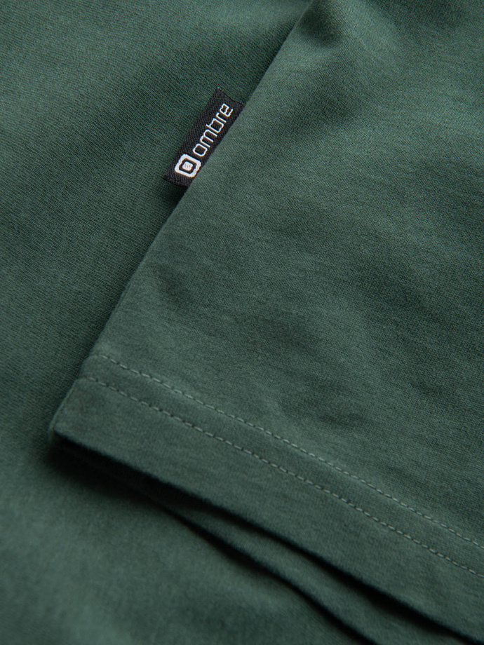 Ombre Streetstyle men's cotton t-shirt with pocket print - dark green V4 OM-TSCT-0108