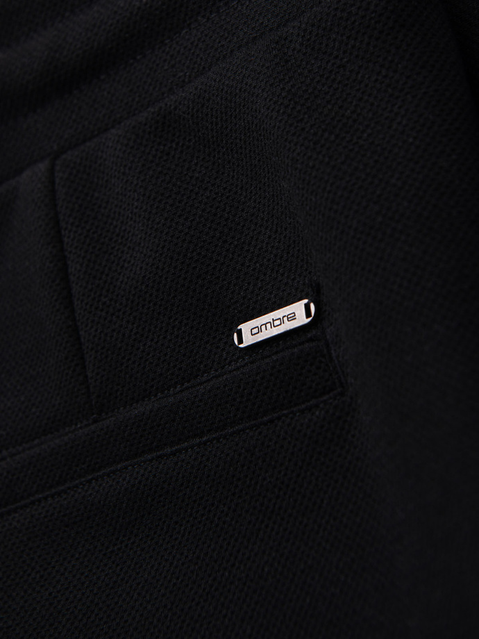 Dzianinowe szorty męskie z podwiniętymi nogawkami – czarne V2 OM-SRCS-0170