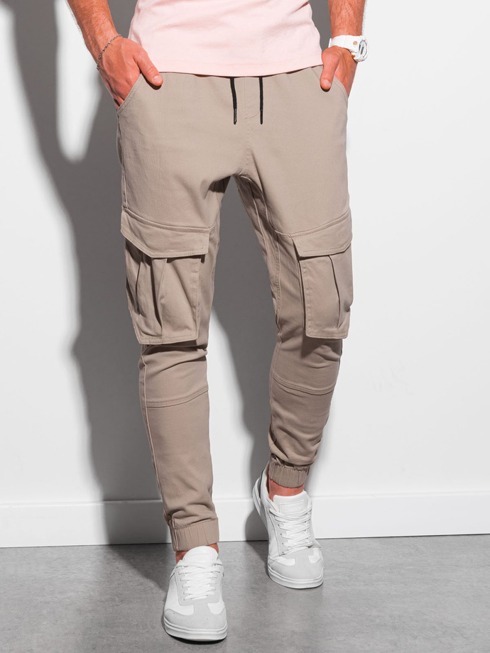 Men's pants joggers - beige P886