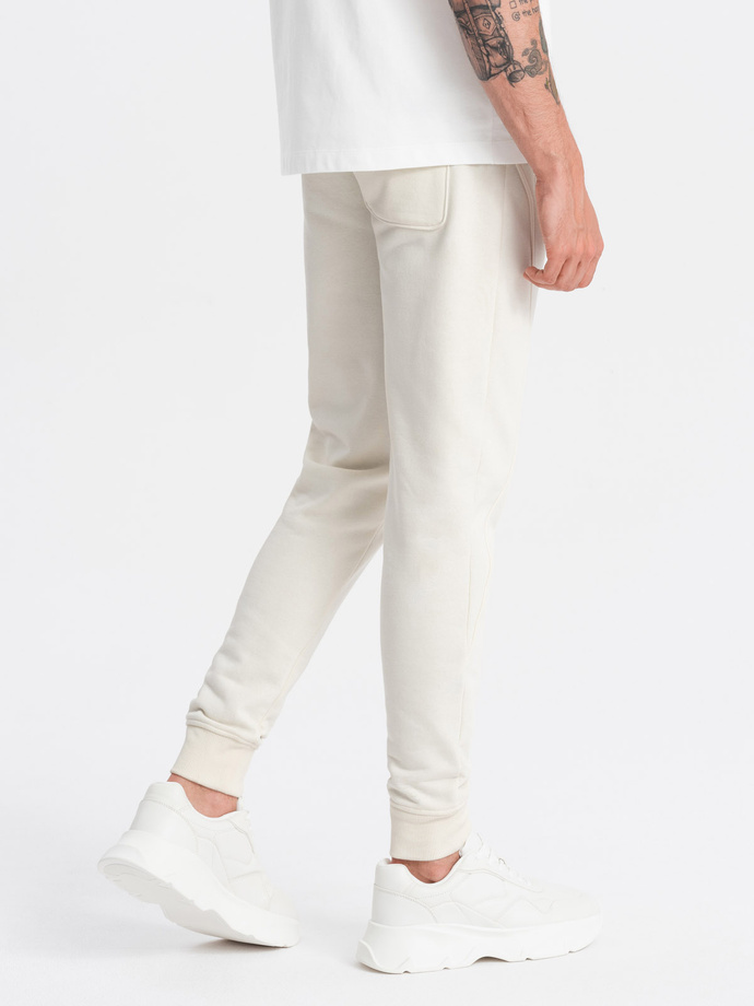 BASIC men's cotton sweatpants joggers - cream V5 OM-PABS-0174