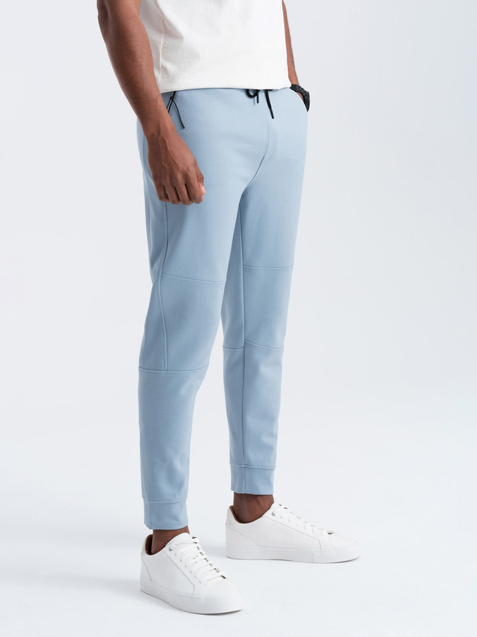 Spodnie męskie dresowe joggery na gumce z przeszyciami – jasnoniebieskie V2 OM-PASK-0142