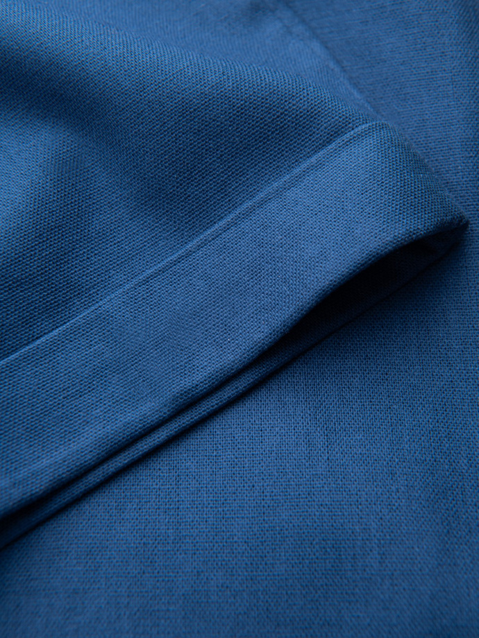 Men's linen blend chino roll-up pants - blue denim V5 OM-PACP-0198