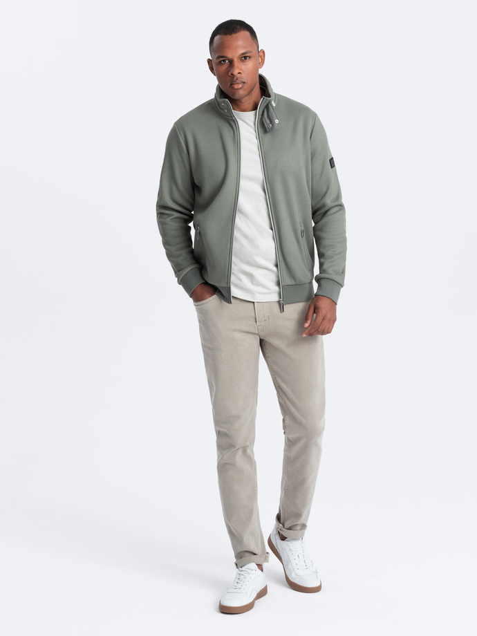 Men's jacket with high collar and fleece interior - khaki V3 OM-JANP-0154