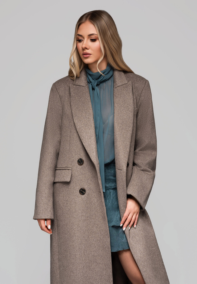 Men's minimalist coat with detachable vest - beige V1 OM-COLC-0139