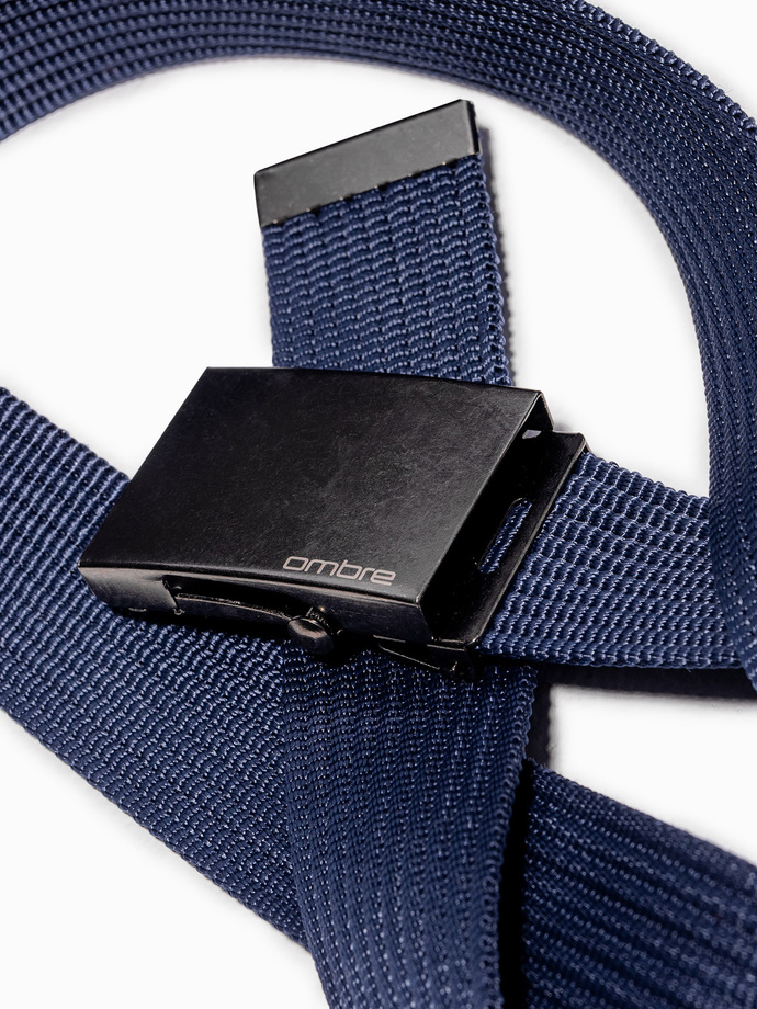 Men's belt with metal buckle - navy blue A376