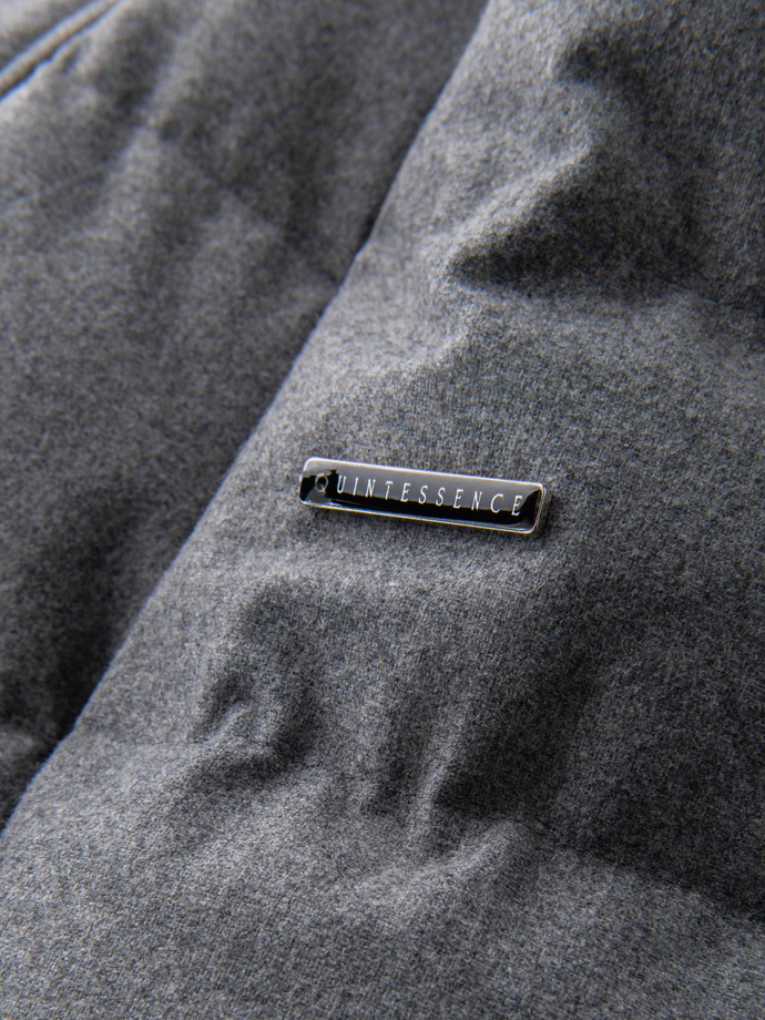 Casualowa kurtka męska puffer z wełną – szary melanż V1 OM-JAHP-0203