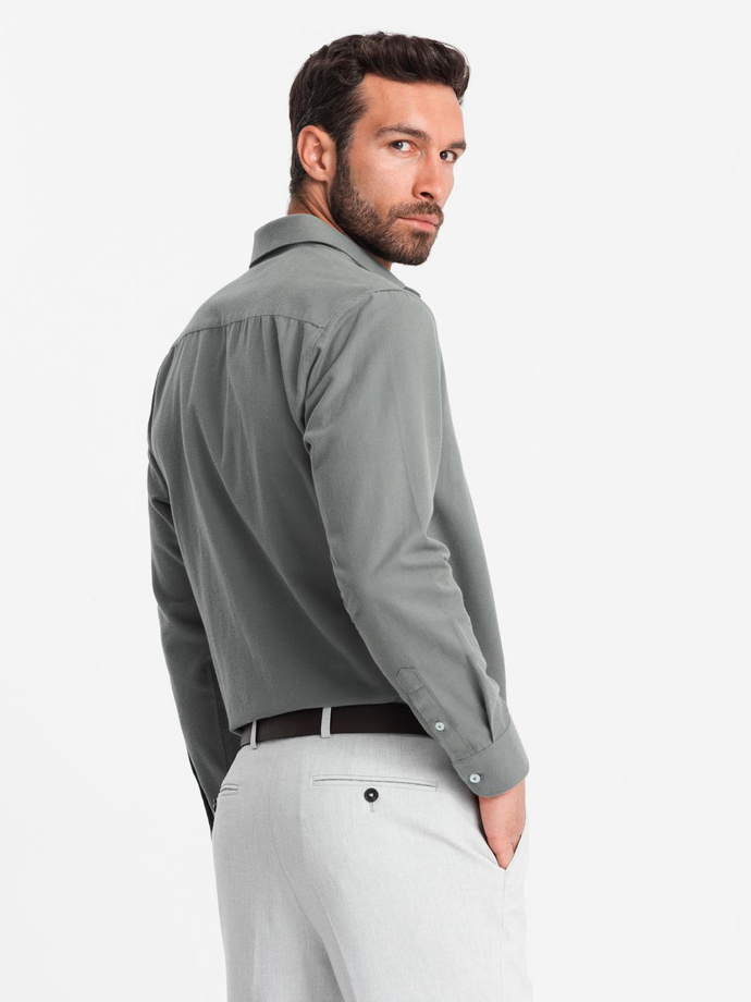 Men's REGULAR FIT shirt with pocket - khaki V4 OM-SHCS-0148