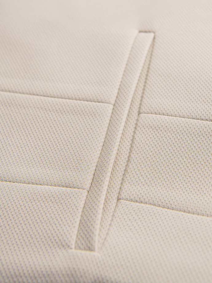 Fitted elegant men's vest with elastane and lapels - beige V2 OM-BLZV-0145