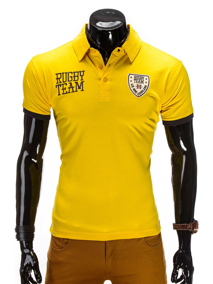 Men's printed polo shirt S514 - yellow