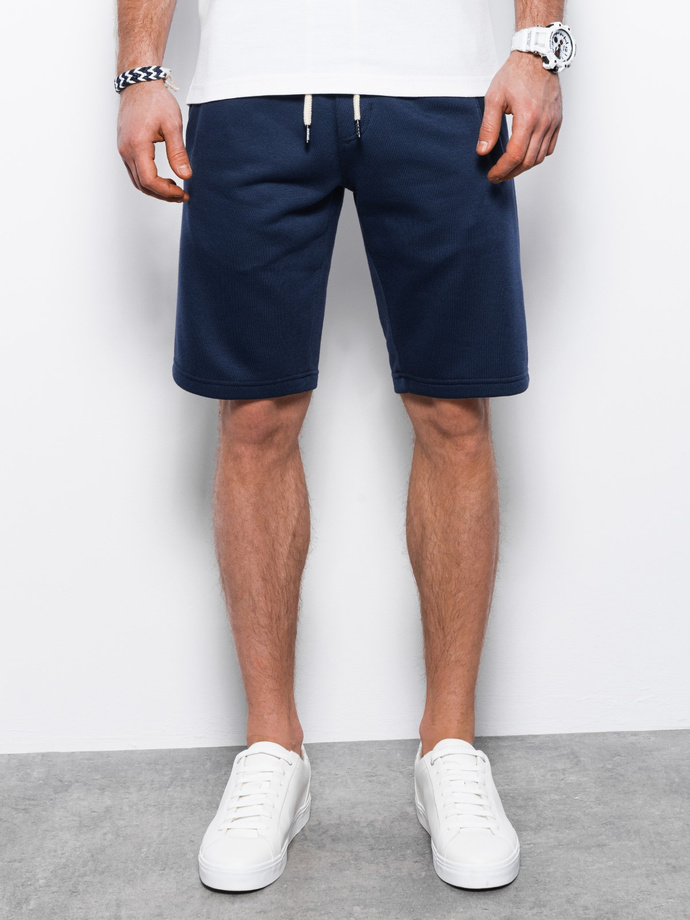 Men's short shorts with pockets - navy blue V12 OM-SRBS-0109