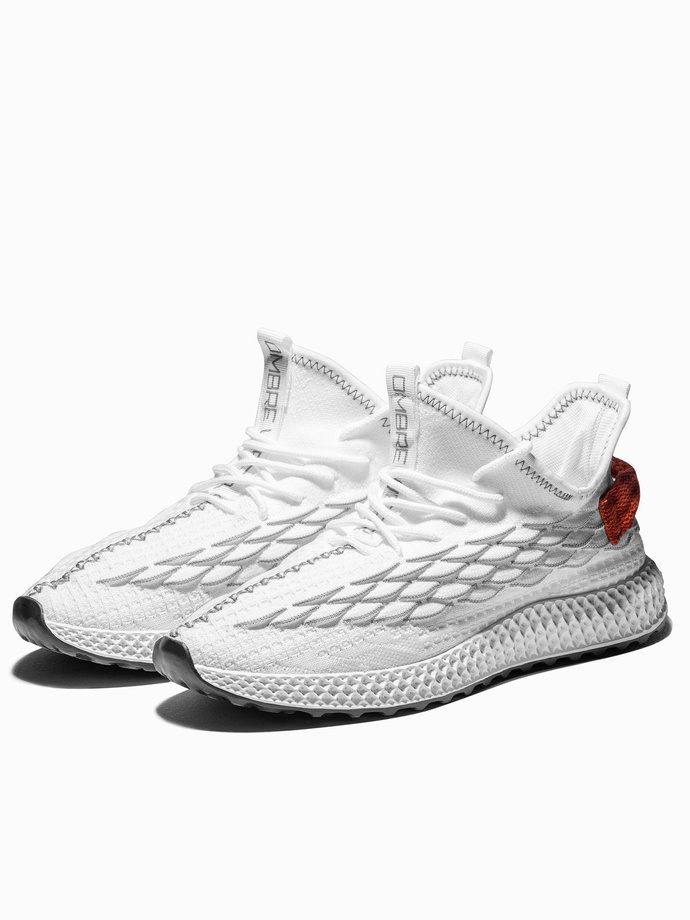 Lekkie buty męskie sneakersy sznurowane - białe V2 OM-FOKS-0141