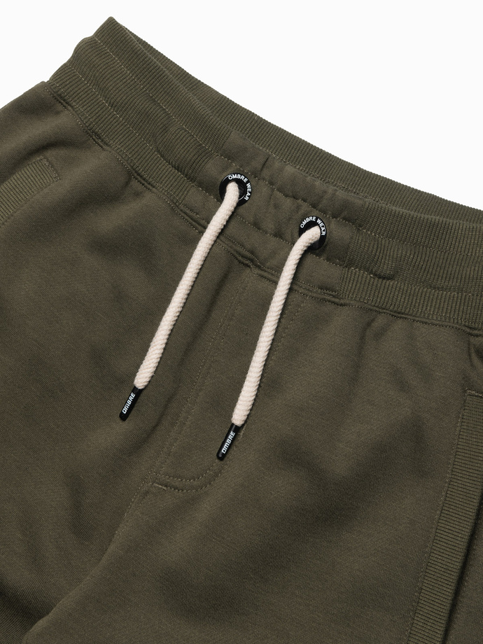 Men's short shorts with pockets - dark olive V16 OM-SRBS-0109