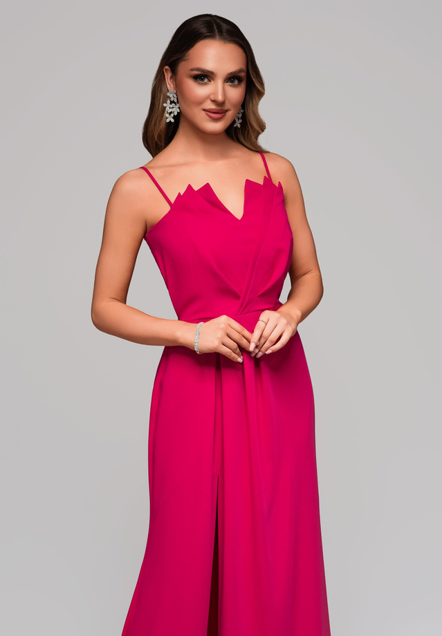 LA-OM-DLR083 Regular Fit raspberry evening dress