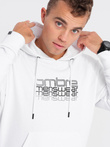 Men's unlined hooded sweatshirt with print - white V1 OM-SSPS-0153