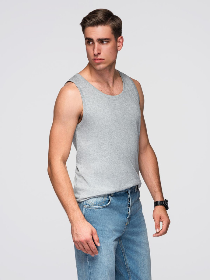 Męska bawełniana koszulka tank top BASIC – szary melanż V2 OM-TSBT-0192