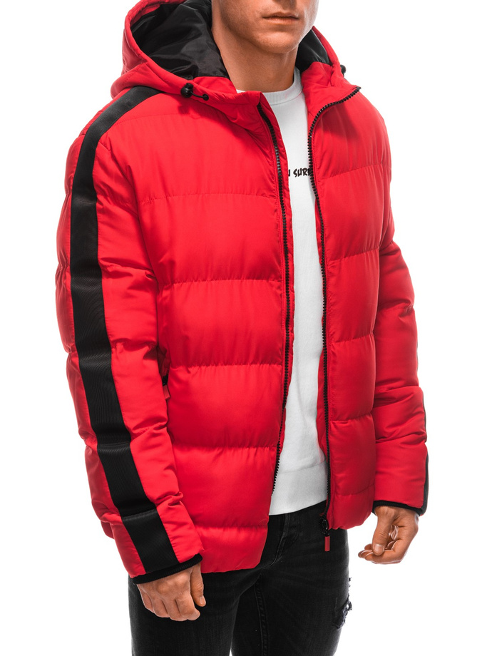 Men's quilted winter jacket - red V2 EM-JAHP-0101