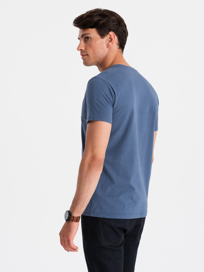Ombre Streetstyle men's cotton pocket print t-shirt - indigo V9 OM-TSCT-0108