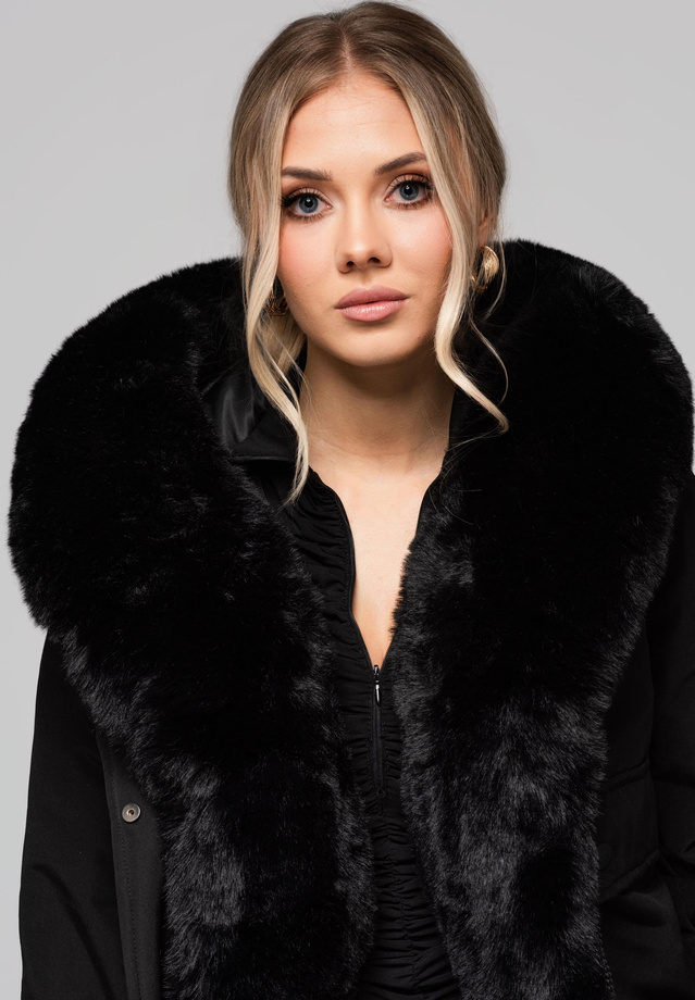 Women's jacket with detachable fur OW-JALP-0100 v1 - black