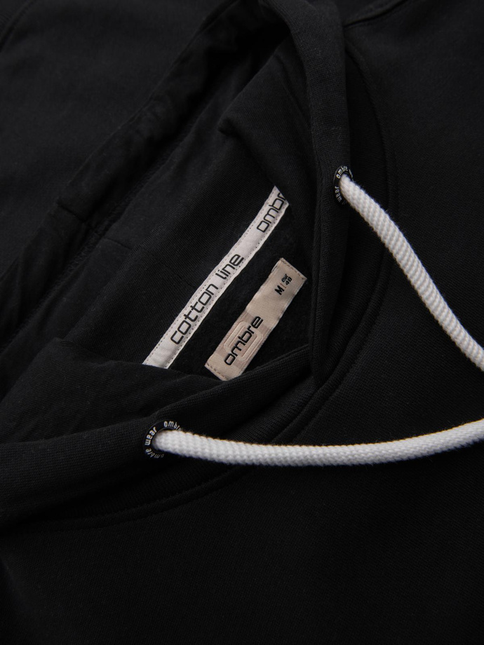 Bluza męska dresowa BASIC kangurka z kapturem - czarna V5 B1674