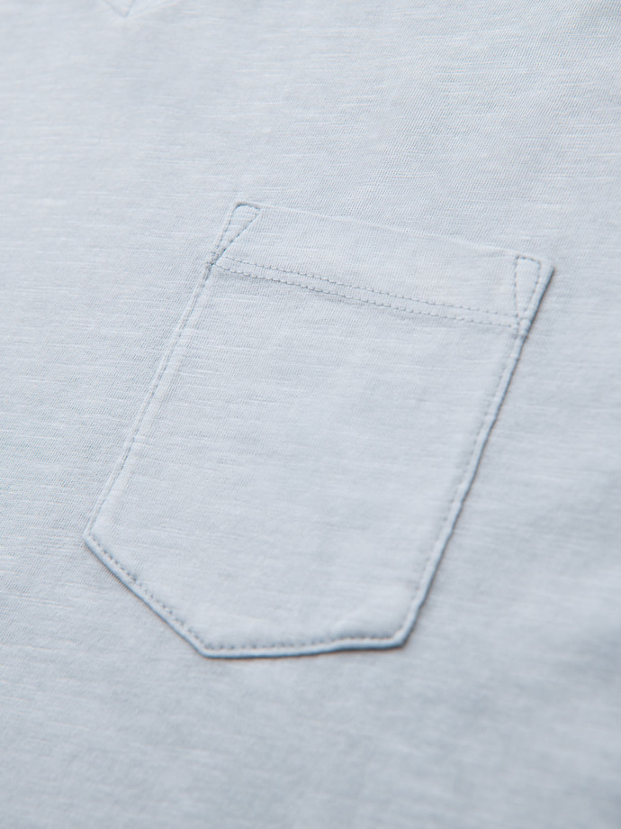 Męski bawełniany t-shirt V-neck z dzianiny z efektem sprania - szary V8 OM-TSWT-0242