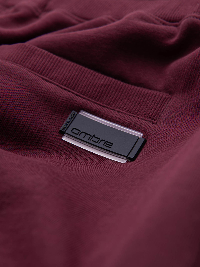 Szorty męskie dresowe przed kolano BASIC – bordowe V3 OM-SRBS-0149