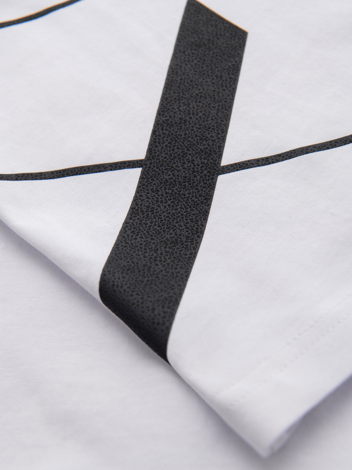 Men's cotton jersey t-shirt with large side lettering - white V2 OM-TSPT-0213