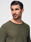 Men's knitted sweater with structured dots - olive V2 OM-SWSW-0118 
