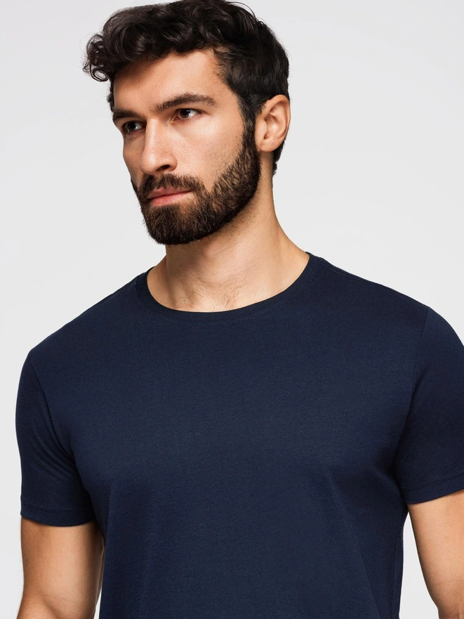 Classic BASIC men's cotton T-shirt - navy blue V2 OM-TSBS-0236