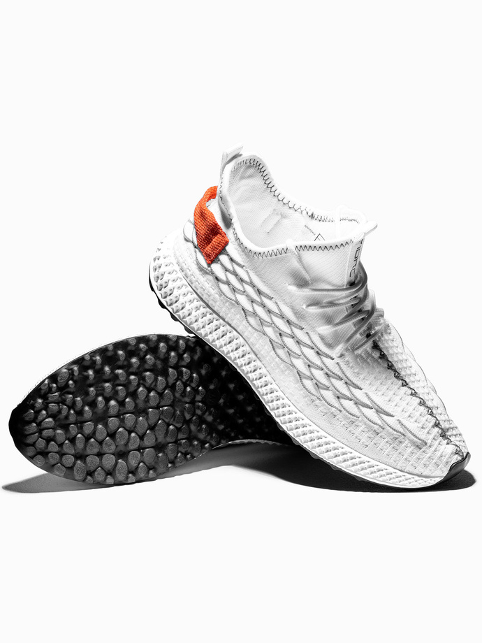 Lekkie buty męskie sneakersy sznurowane - białe V2 OM-FOKS-0141