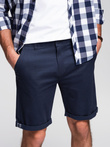 Men's classic chino shorts with rolled up leg - navy blue V10 OM-SRCS-0197