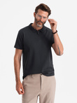 Men's zippered collar polo shirt - black V8 OM-POSS-0132