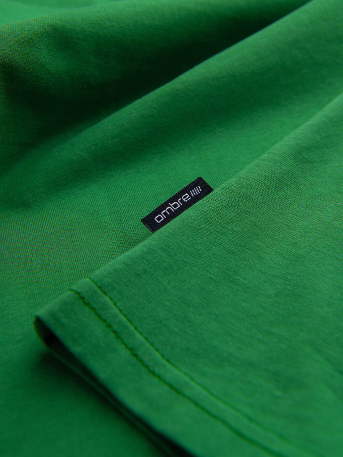 T-shirt męski klasyczny bawełniany BASIC - zielony V20 OM-TSBS-0146