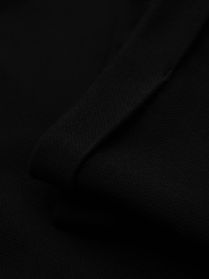 Męskie spodnie z dzianiny pique z regulacją w pasie – czarne V2 OM-PACP-0283