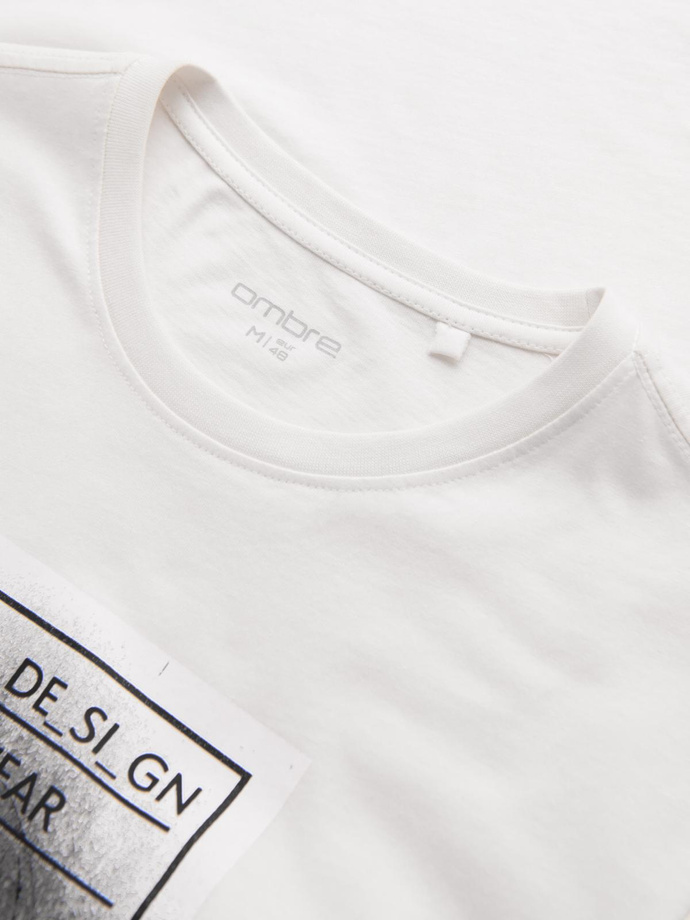 Men's cotton t-shirt with skull - white V2 OM-TSPT-0200