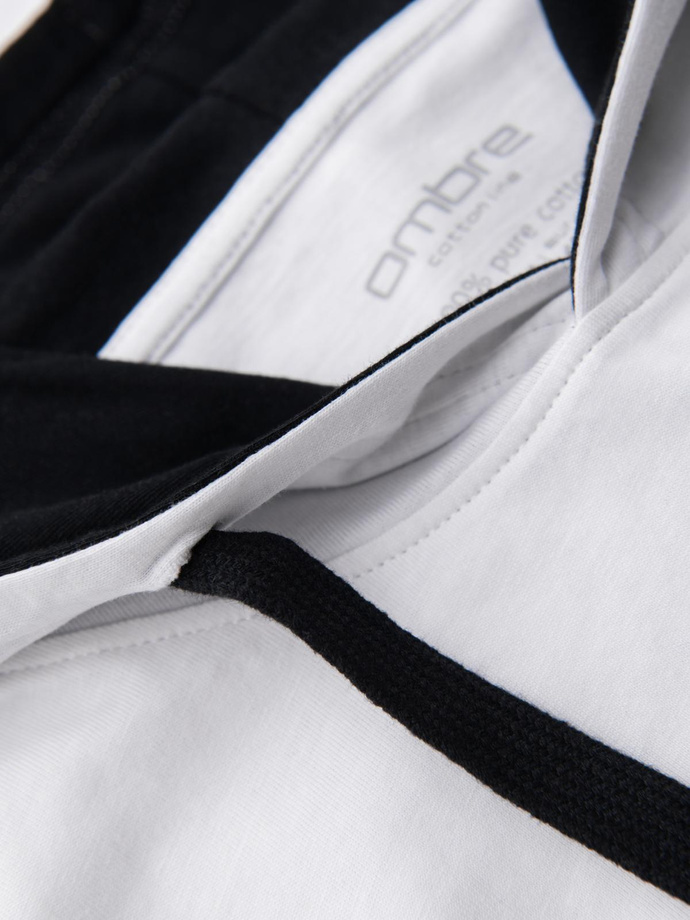 Męski t-shirt bawełniany z kapturem – biały V1 OM-TSCT-0256