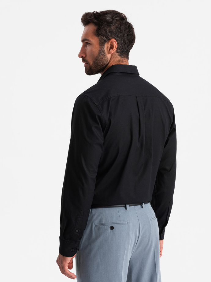Men's cotton shirt with pocket REGULAR FIT - black V1 OM-SHCS-0147