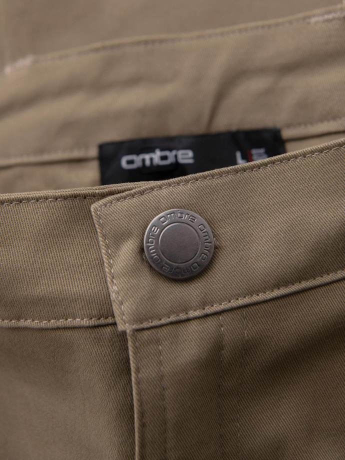 Men's cargo pants STRAIGHT LEG with zippered pockets - khaki V3 OM-PACG-0204