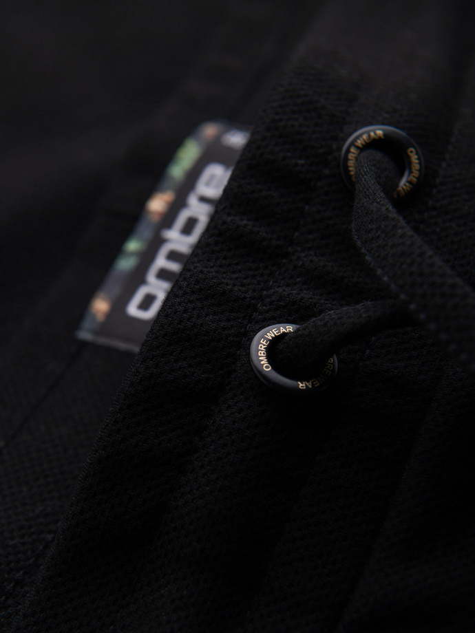 Men's knit shorts with rolled up legs - black V2 OM-SRCS-0170