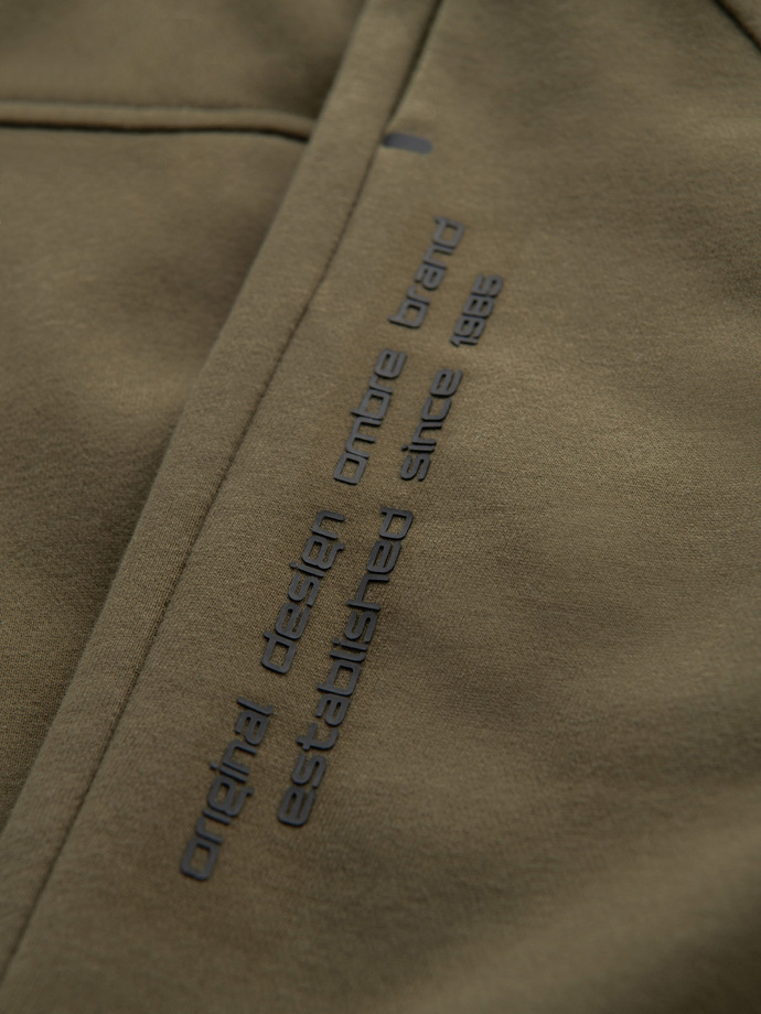 Fitted men's printed short sweat shorts - olive V4 OM-SRSK-0138