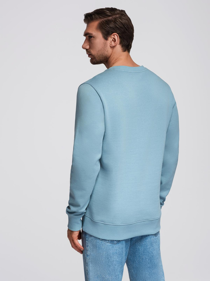 BASIC men's sweatshirt with round neckline - blue V7 OM-SSBN-0175