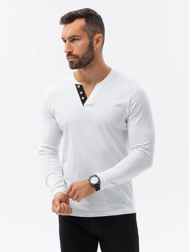 Men's plain longsleeve - white L133