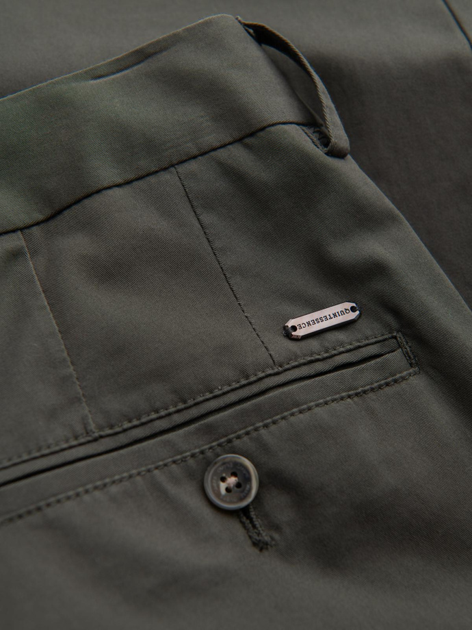 Jednolite męskie spodnie chino SLIM FIT – khaki V3 OM-PACP-0183