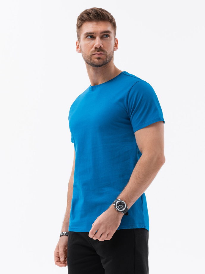 T-shirt męski bawełniany BASIC - niebieski V12 S1370