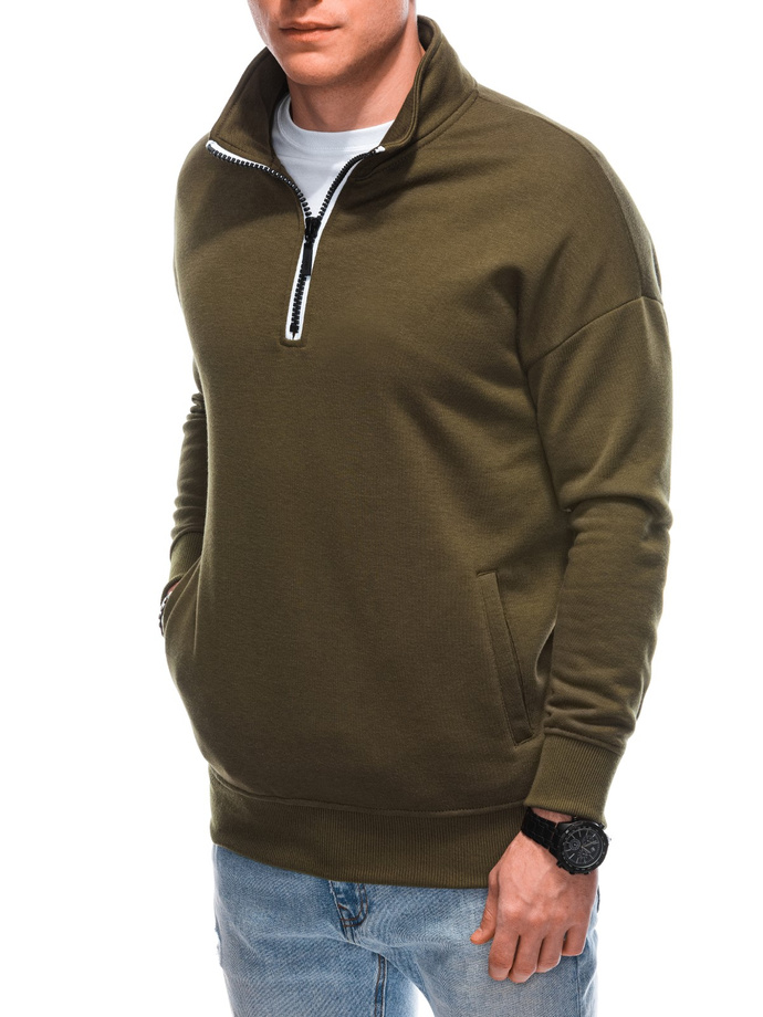 Men's stand-up collar sweatshirt  - olive B1353