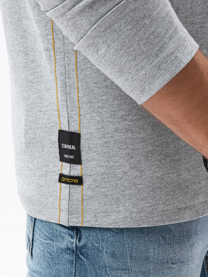 Men's printed longsleeve - grey melange L130